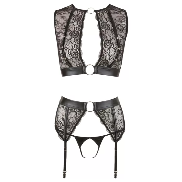 Cottelli Bondage - set lenjerie sexy cu dantelă 4 piese - M