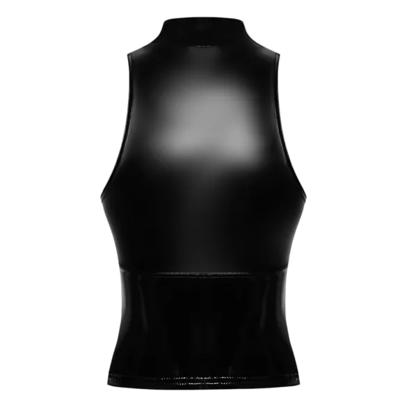 Noir - top lucios cu fermoar (negru)
