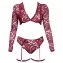 Cottelli Curves - set lenjerie din dantelă cu mâneci lungi - roșu - 2XL