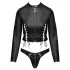 Cottelli - set jachetă scurtă din piele artificială și tanga (negru)