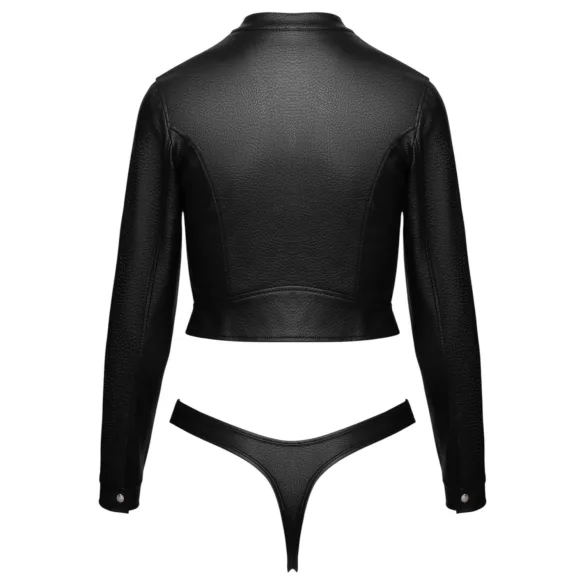 Cottelli - set jachetă scurtă din piele artificială și tanga (negru)