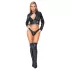 Cottelli - set jachetă scurtă din piele artificială și tanga (negru) - L