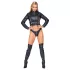 Cottelli - set jachetă scurtă din piele artificială și tanga (negru) - L