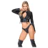 Cottelli - set jachetă scurtă din piele artificială și tanga (negru) - L