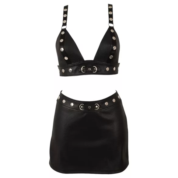 Cottelli - set top și minijupă din piele artificială (negru)