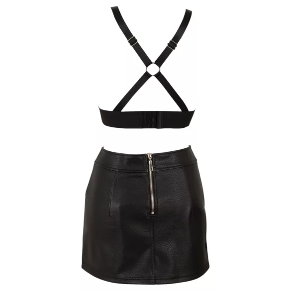 Cottelli - set top și minijupă din piele artificială (negru)