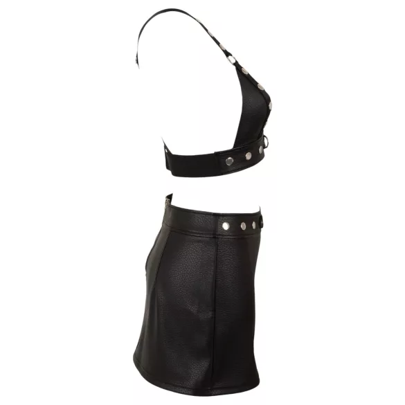 Cottelli - set top și minijupă din piele artificială (negru)