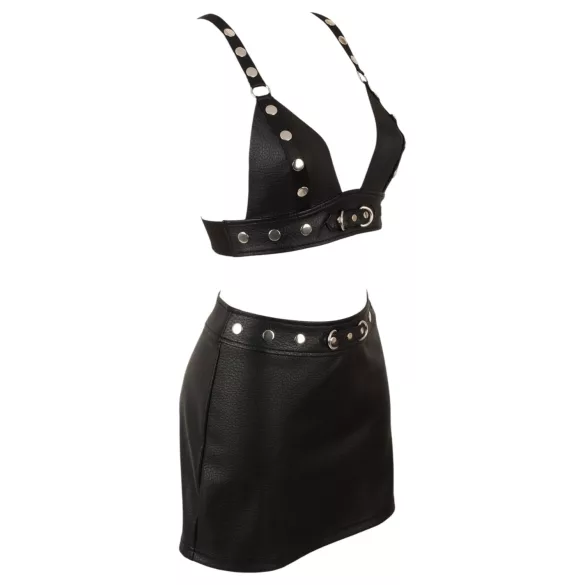 Cottelli - set top și minijupă din piele artificială (negru)