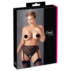   Cottelli Plus Size - chiloți cu portjartier din dantelă (negru) - XXXXL