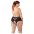Cottelli Plus Size - chiloți deschiși cu dantelă și perle - negru