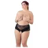 Cottelli Plus Size - chiloți deschiși cu dantelă și perle - negru - 4XL