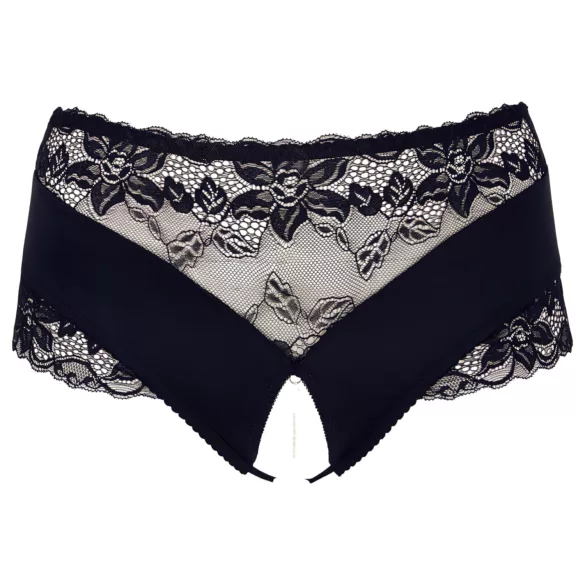 Cottelli Plus Size - chiloți deschiși cu dantelă și perle - negru - 4XL