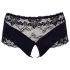 Cottelli Plus Size - chiloți deschiși cu dantelă și perle - negru - 4XL