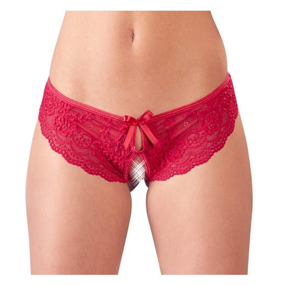 Cottelli - Chiloţi francezi deschişi cu fundiţă pentru femei (roșu) - XL