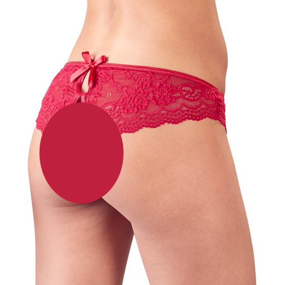 Cottelli - Chiloţi francezi deschişi cu fundiţă pentru femei (roșu) - XL