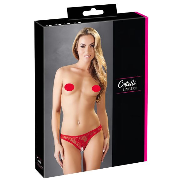 Cottelli - Tanga sexy din dantelă roșie - M