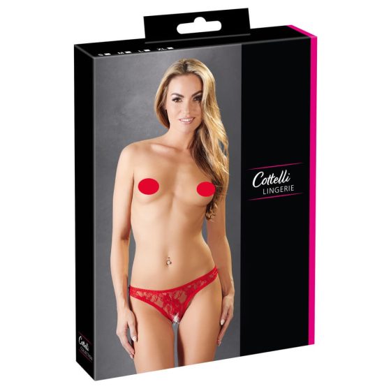 Cottelli - Tanga sexy din dantelă (roșu) - XL