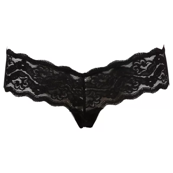 Cottelli - Tanga din dantelă cu perle - negru - XL