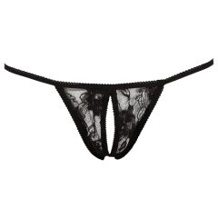 NO:XQSE - Tanga cu dantelă deschisă - negru (S-L)