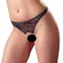 Cottelli - tanga deschis cu dantelă și perle - negru