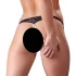 Cottelli - tanga deschis cu dantelă și perle - negru