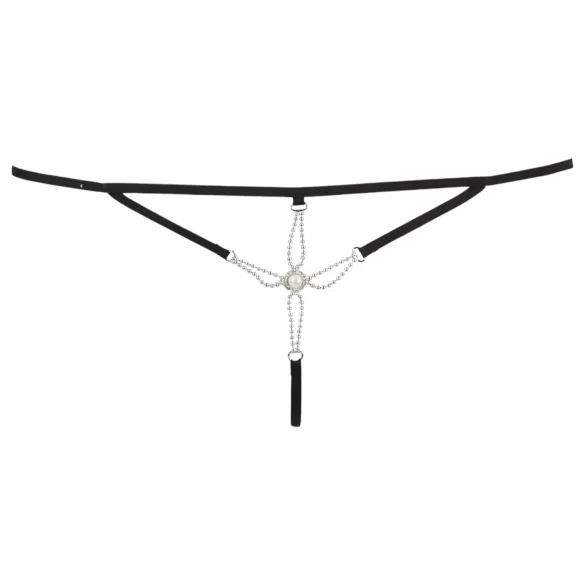 Cottelli - Tanga damă deschis cu strasuri - negru - M/L