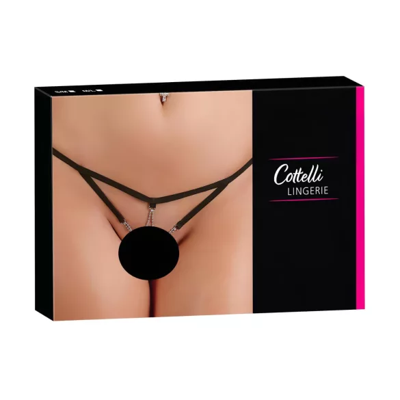 Cottelli - Tanga damă deschis cu strasuri - negru - M/L