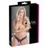 Cottelli - chiloți tanga deschiși cu mărgele și model floral - negru