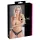 Cottelli - chiloți tanga deschiși cu mărgele și model floral - negru - M