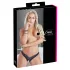 Cottelli - chiloți tanga deschiși cu mărgele și model floral - negru - L