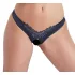 Cottelli - chiloți tanga deschiși cu mărgele și model floral - negru - L