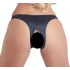 Cottelli - chiloți tanga deschiși cu mărgele și model floral - negru - XL