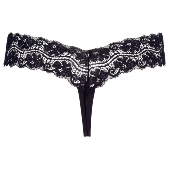 Cottelli - tanga dantelă cu două șiraguri de perle - negru - L