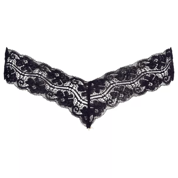 Cottelli - tanga dantelă cu două șiraguri de perle - negru - L