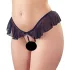 Cottelli - tanga deschis cu volane și perle - negru - M