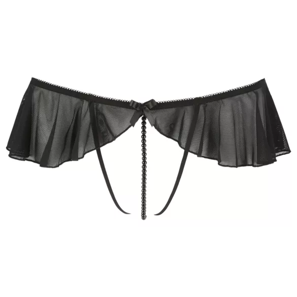 Cottelli - tanga deschis cu volane și perle - negru - L