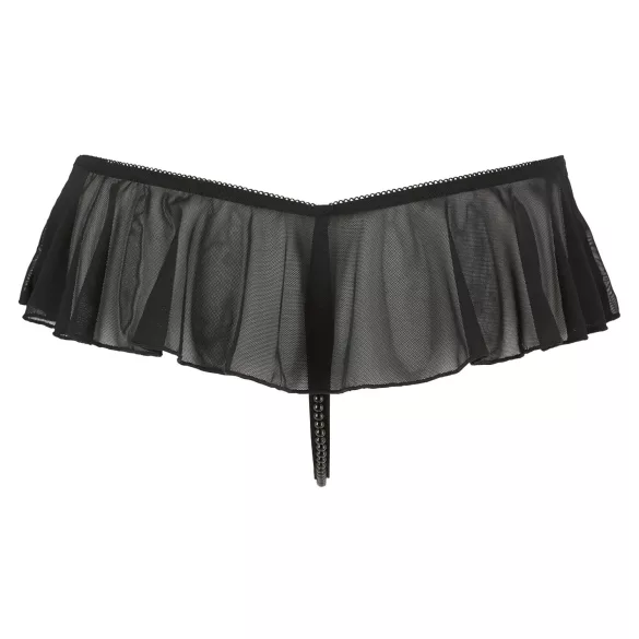 Cottelli - tanga deschis cu volane și perle - negru - L