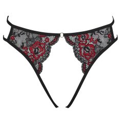   Cottelli - Lenjerie intimă de damă din dantelă, trandafir, cu partea din față deschisă (roșu și negru) - S-L