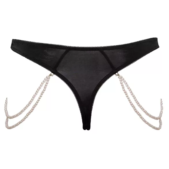 Cottelli - tanga de lux brodat cu perle (negru)