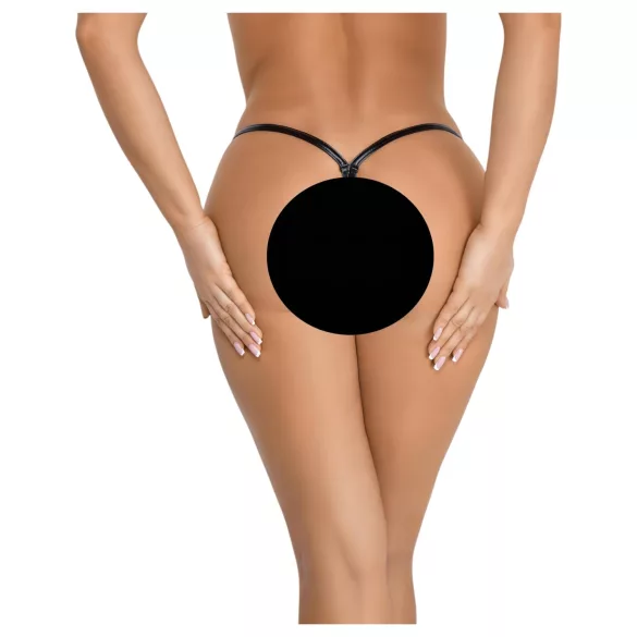 Noir - tanga sexy efect lucios - negru