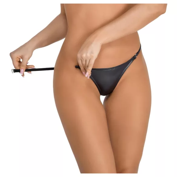 Noir - tanga sexy efect lucios - negru - L/XL