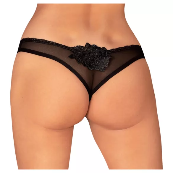 Obsessive - tanga deschisă - dantelă neagră - XL/XXL