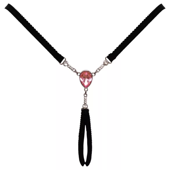 Cottelli - chilot tanga deschis cu pietricică strălucitoare - negru (S-L)