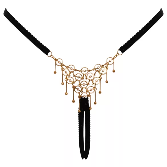 Cottelli - tanga deschis cu ornament - negru (S-L)