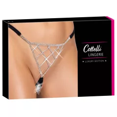 Cottelli - tanga deschis cu ornament argintiu - negru (S-L)