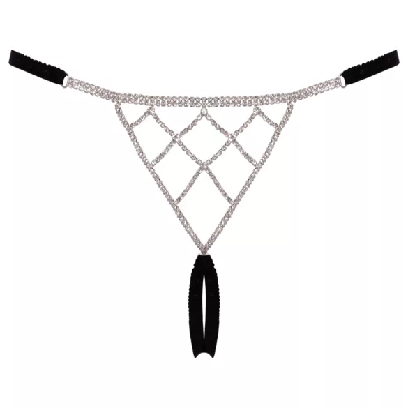 Cottelli - tanga deschis cu ornament argintiu - negru (S-L)