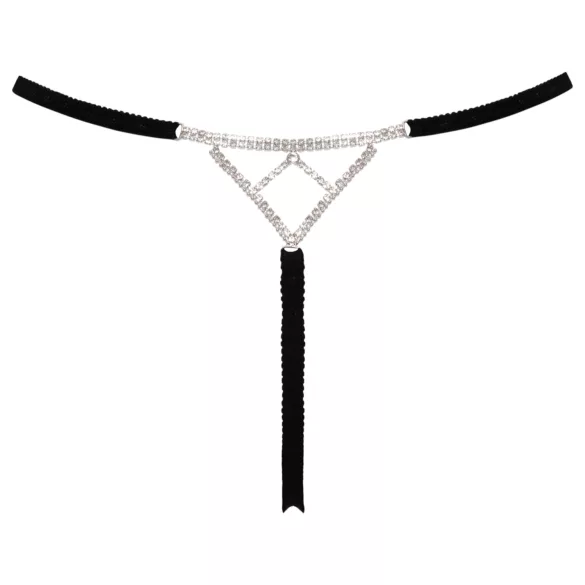 Cottelli - tanga deschis cu ornament argintiu - negru (S-L)