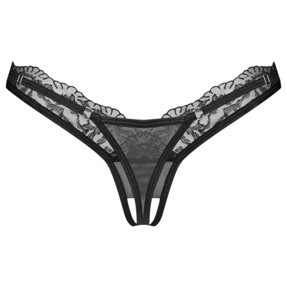 Obsessive - tanga transparentă din dantelă - negru - L/XL