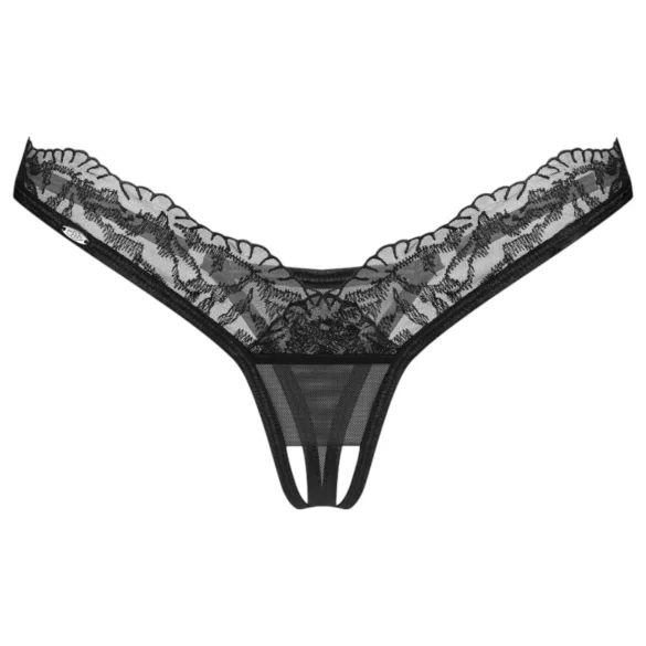 Obsessive - tanga transparentă din dantelă - negru - 2XL/3XL