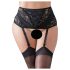 Cottelli Plus Size - portjartier dantelat și cu șireturi (negru) - XL